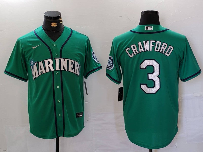 Men's Seattle Mariners JP Crawford Aqua Replica Player Jersey