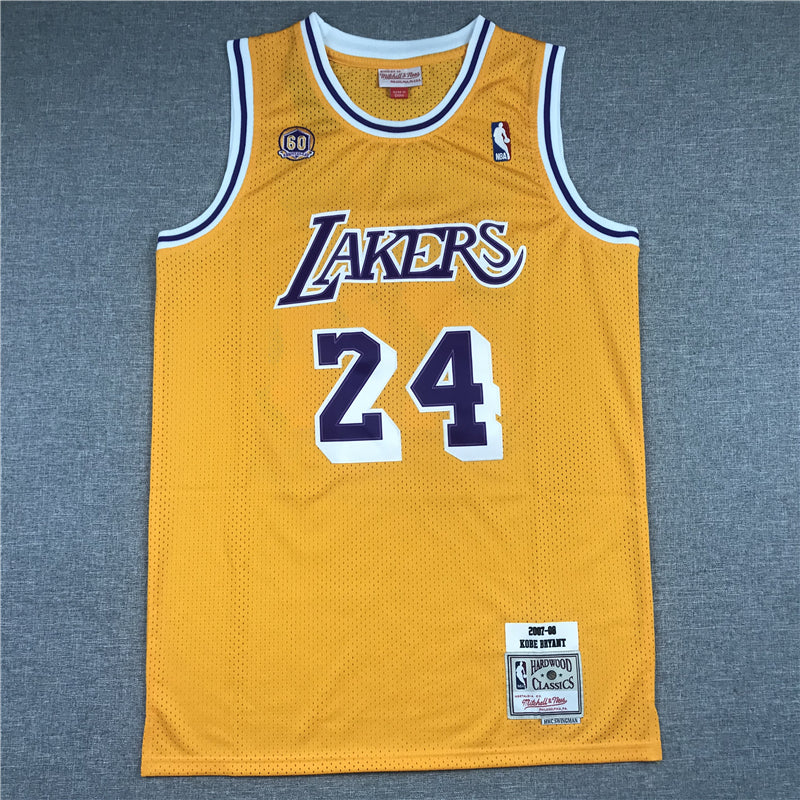 Men's Los Angeles Lakers Kobe Bryant Gold 2007-08 Hardwood Classics Authentic Player Jersey