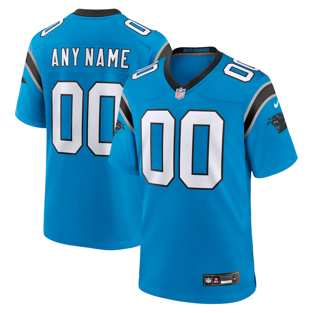 Men's Carolina Panthers Blue Alternate Custom Game Jersey