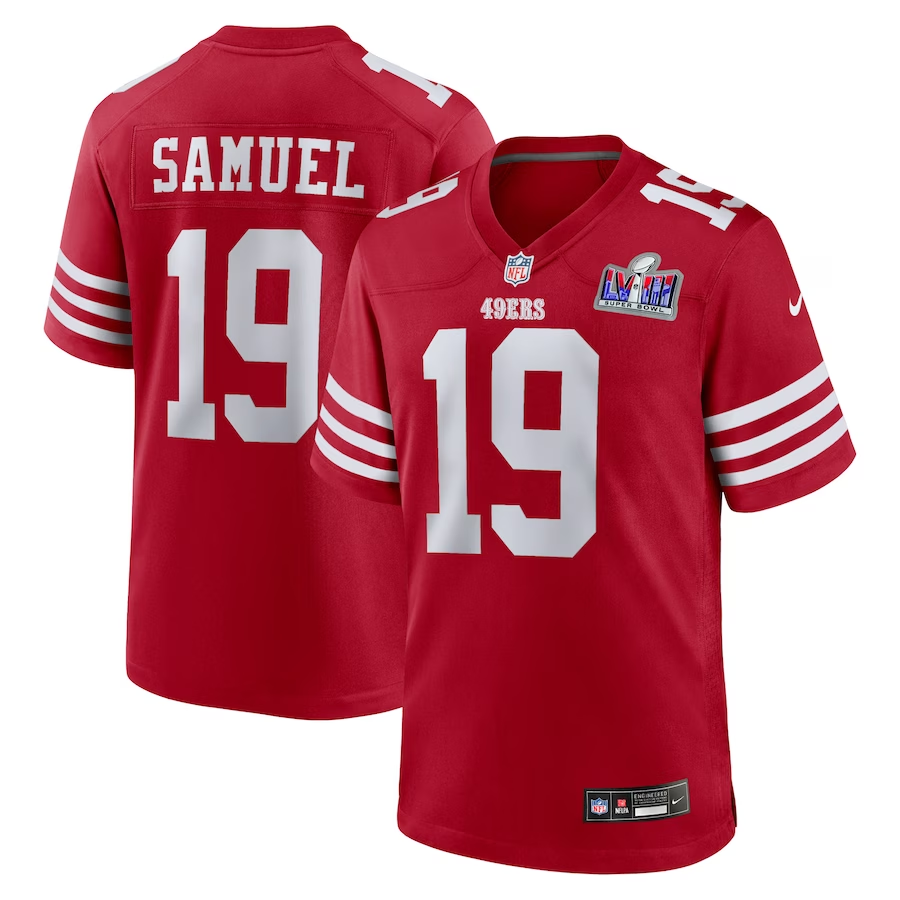 Men's San Francisco 49ers Deebo Samuel Scarlet Super Bowl LVIII Game Jersey