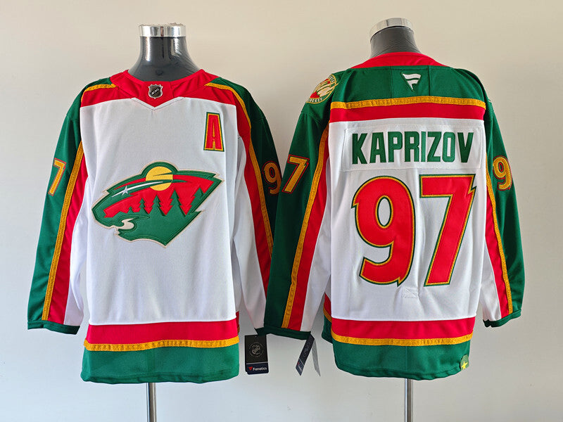 Men's Minnesota Wild Kirill Kaprizov Fanatics White 25th Anniversary Premium Player Jersey