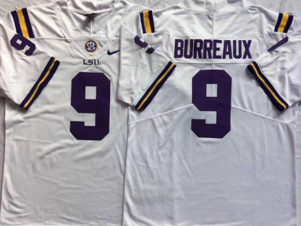 Men's LSU Tigers Joe Burrow White Player Alumni Team Jersey