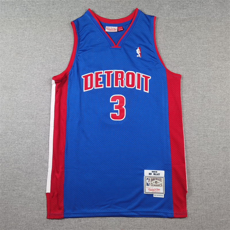 Men's Detroit Pistons Ben Wallace Blue 2003/04 Hardwood Classics Swingman Jersey