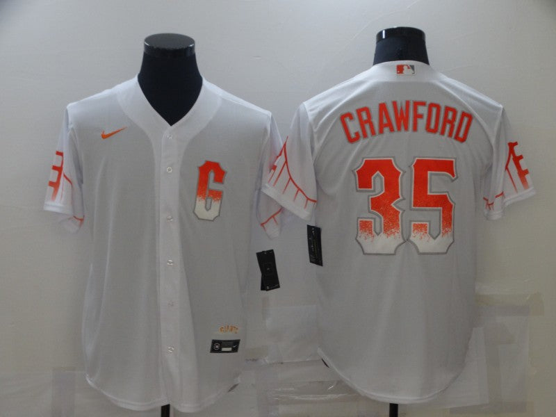 Men's San Francisco Giants Brandon Crawford White Replica Baseball Jersey City Edition