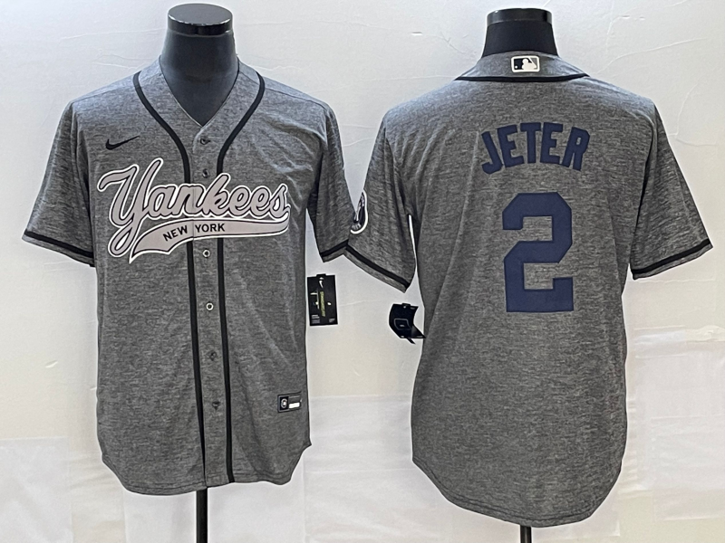 Men's New York Yankees Derek Jeter Gray Game Jersey Joint Edition