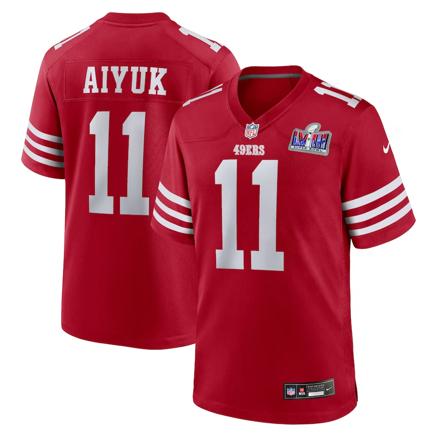 Men's San Francisco 49ers Brandon Aiyuk Scarlet Super Bowl LVIII Game Jersey