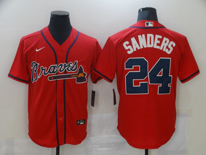 Men's Atlanta Braves Deion Sanders Red Replica Player Jersey