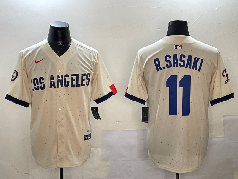 Men's Los Angeles Dodgers Roki Sasaki Cream 2024 City Connect Limited Player Jersey
