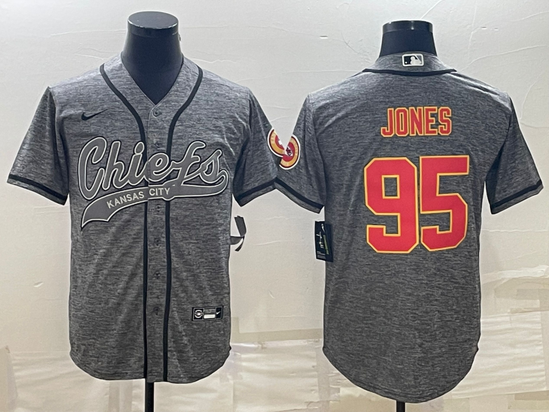Men's Kansas City Chiefs Chris Jones Grey Game Jersey Joint Edition