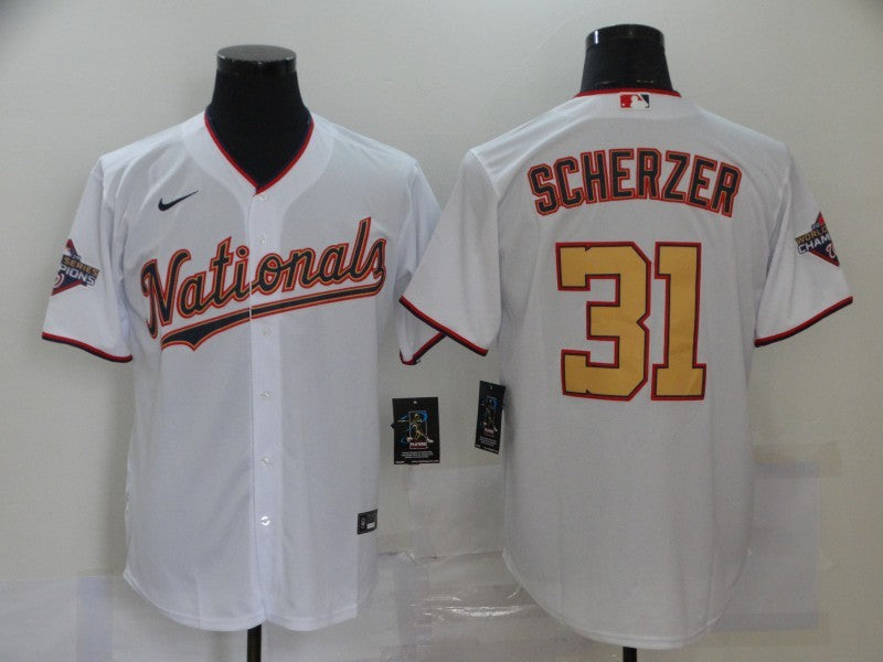 Men's Washington Nationals Max Scherzer White Fashion Stitched Jersey