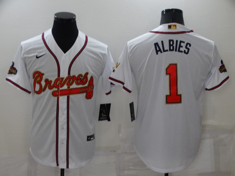 Men's Atlanta Braves Ozzie Albies White Replica Game Jersey