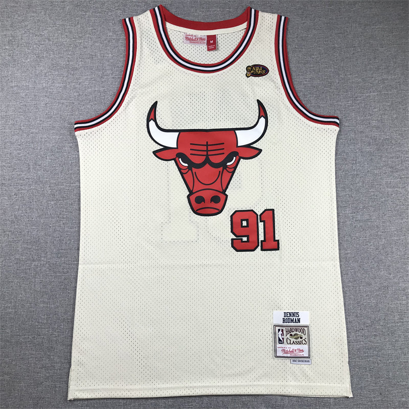 Men's Chicago Bulls Dennis Rodman Cream Hardwood Classics Swingman Jersey