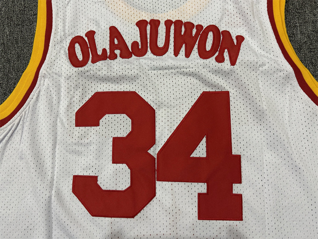 Men's Houston Rockets Hakeem Olajuwon White Hardwood Classics Swingman Jersey