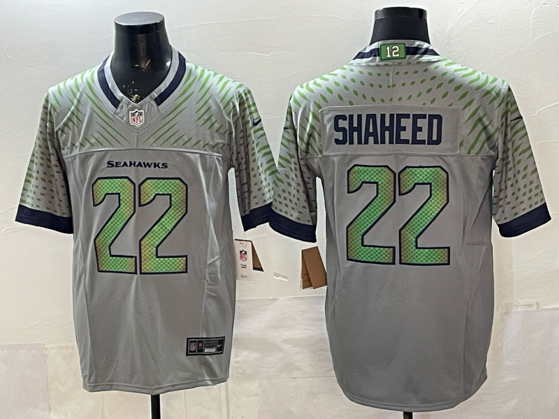 Men's Seattle Seahawks Rashid Shaheed Wolf Gray 2025 Rivalries Collection Game Jersey
