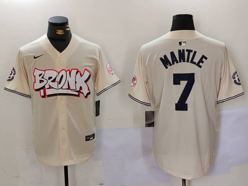 Men's New York Yankees Mickey Mantle Cream Limited Player Jersey