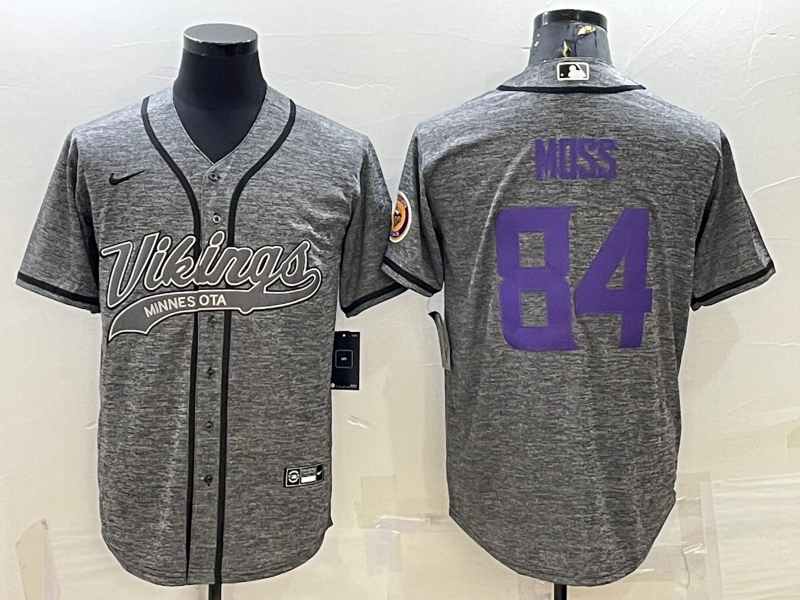 Men's Minnesota Vikings Randy Moss Gray Game Jersey Joint Edition
