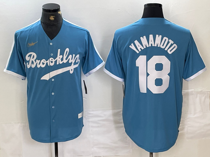 Men's Los Angeles Dodgers Yoshinobu Yamamoto Light Blue Alternate Cooperstown Collection Player Jersey