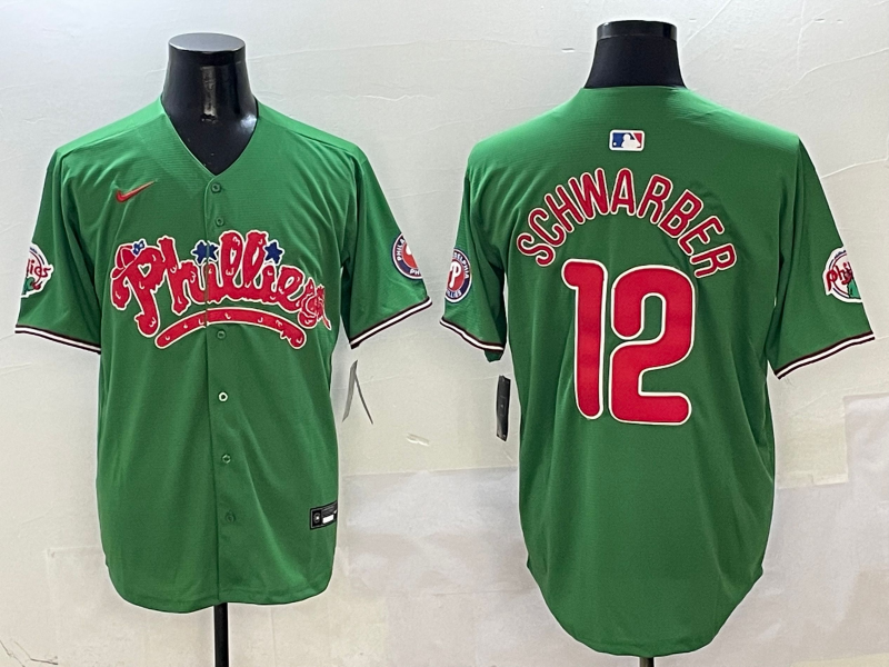 Men's Philadelphia Phillies Kyle Schwarber Green Game Jersey