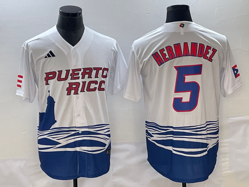 Men's 2023 World Baseball Classic Enrique Hernandez Puerto Rico White Jersey