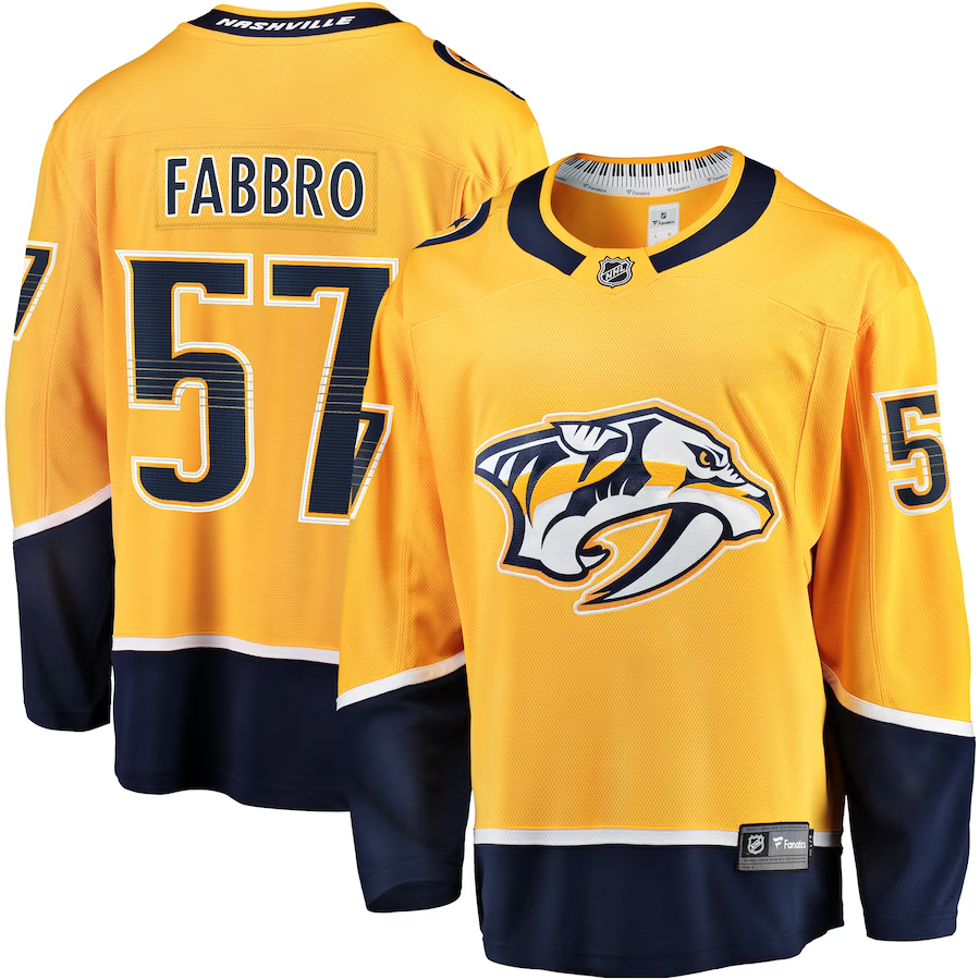 Men's Nashville Predators Dante Fabbro Gold Home Breakaway Player Jersey