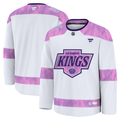 Men's Los Angeles Kings Fanatics White Purple 2024 Hockey Fights Cancer Practice Blank Jersey