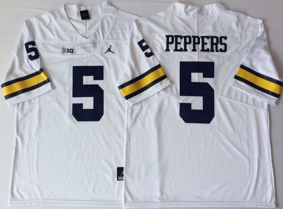 Men's Michigan Wolverines Jabrill Peppers White Alumni Player Game Jersey