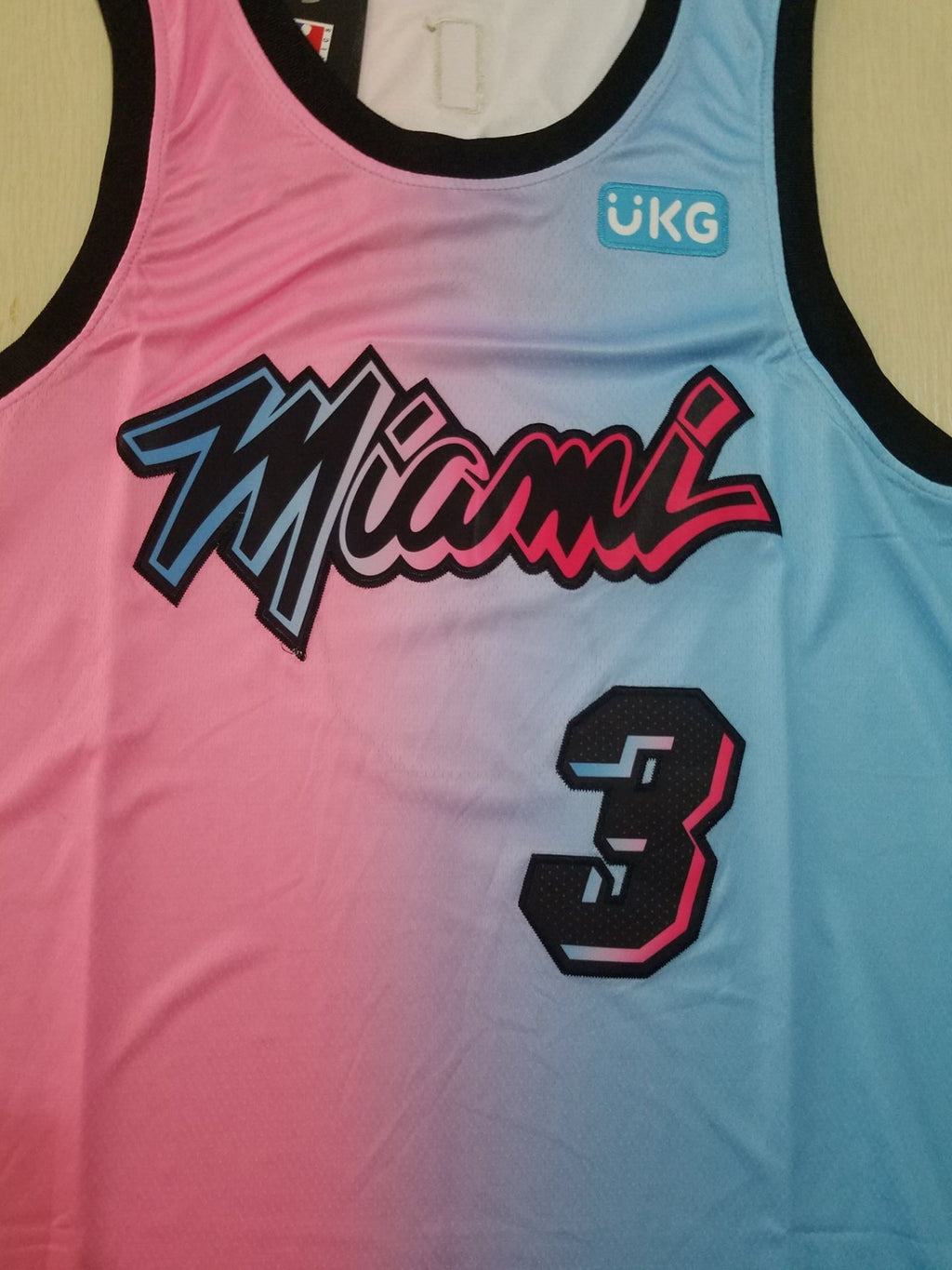 Men's Miami Heat Dwyane Wade Pink/Blue Swingman Player Jersey