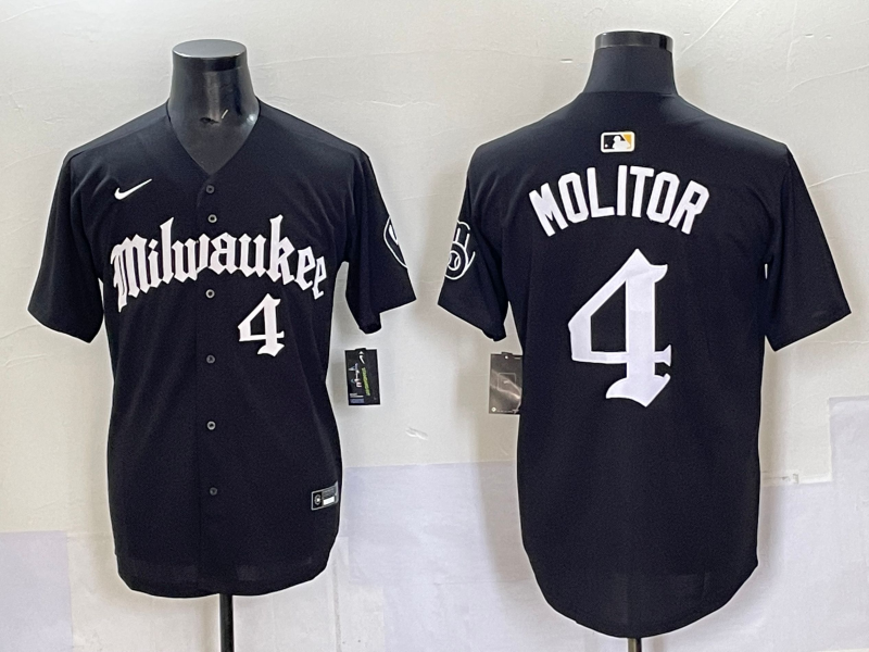 Men's Milwaukee Brewers Paul Molitor Black Replica Team Jersey