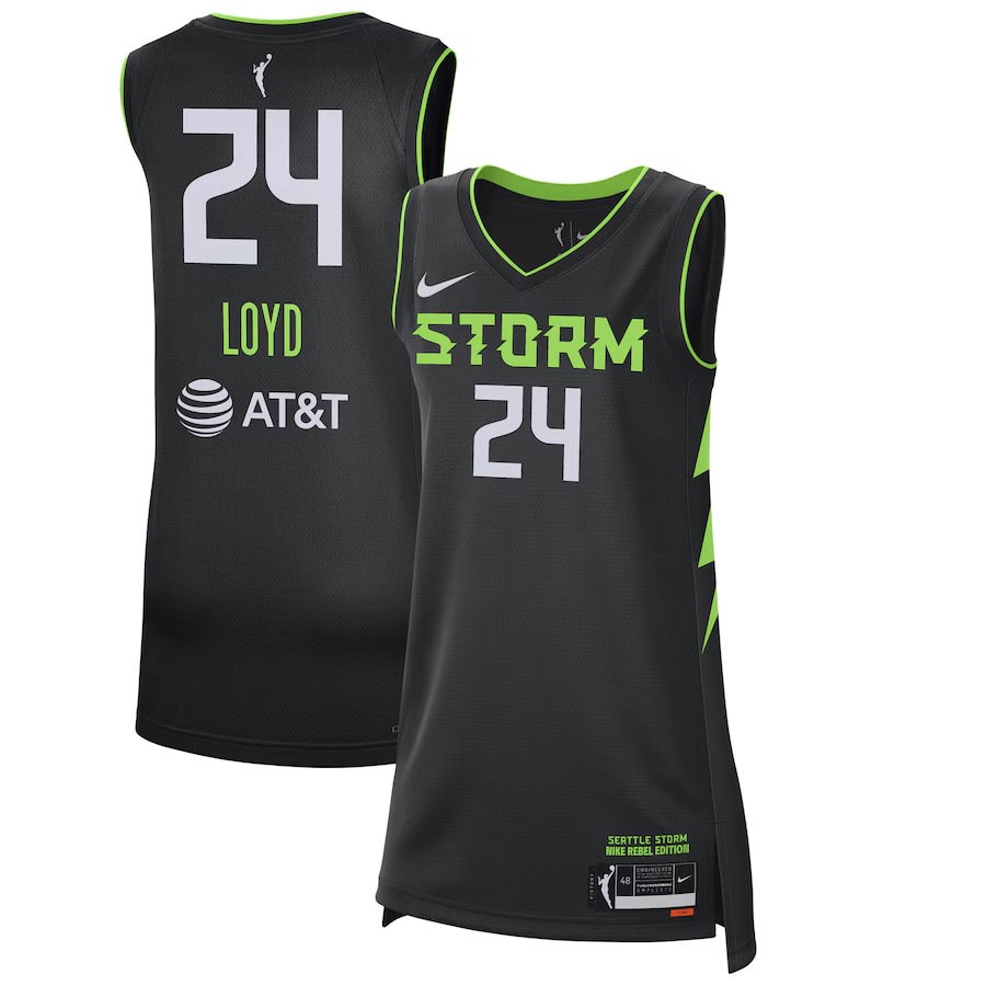 Men's Seattle Storm Jewell Loyd Black 2024 Rebel Edition Player Jersey