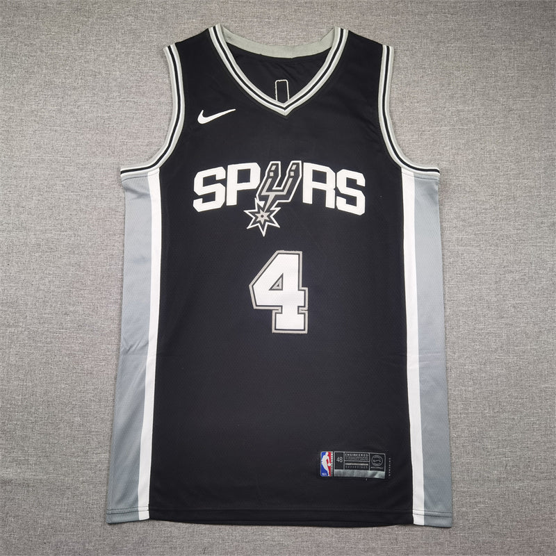 Men's San Antonio Spurs De'Aaron Fox Black Swingman Jersey - Icon Edition