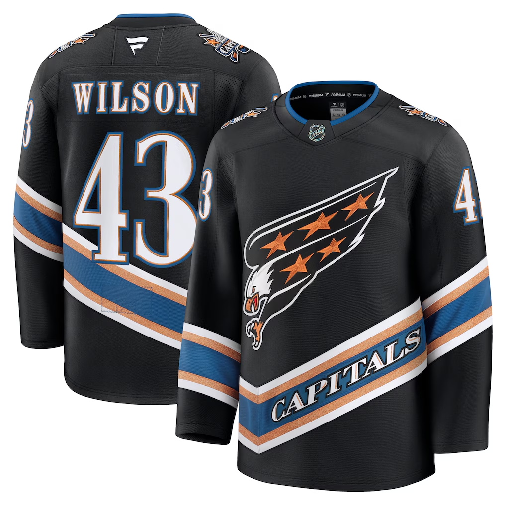 Men's Washington Capitals Tom Wilson Fanatics Black Alternate 50th Anniversary Premium Jersey