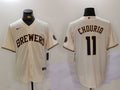Men's Milwaukee Brewers Jackson Chourio Cream Home Limited Player Jersey