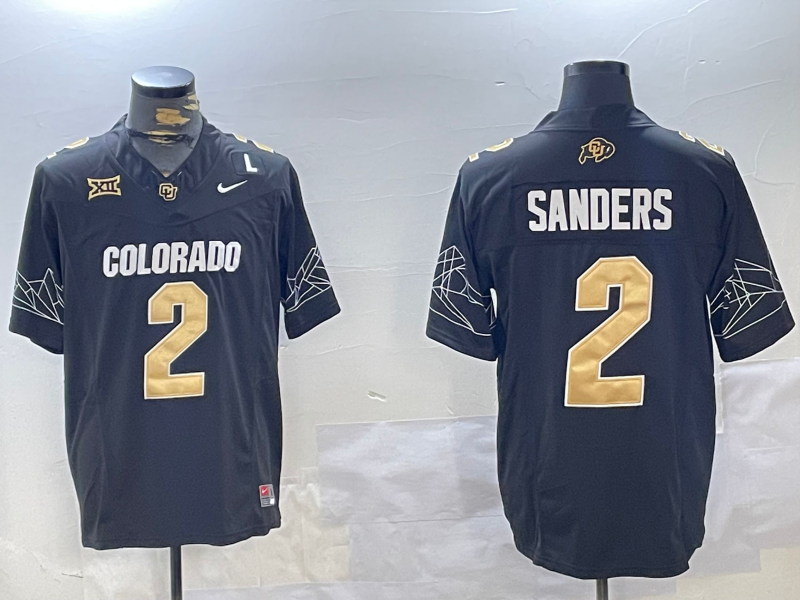 Men's Colorado Buffaloes Shedeur Sanders Black Football Game Jersey