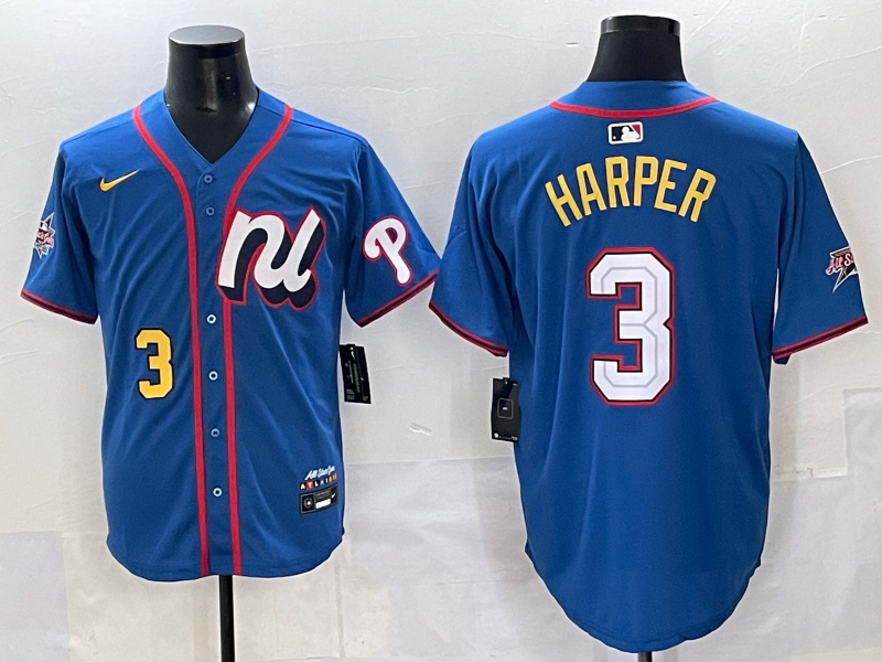 Men's National League Bryce Harper Blue 2025 All-Star Edition Limited Player Jersey