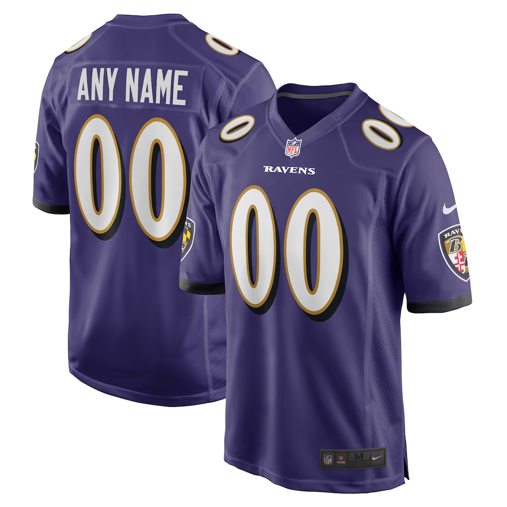 Men's Baltimore Ravens Purple Custom Game Jersey