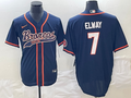 Men's Denver Broncos John Elway Navy Game Jersey Joint Edition