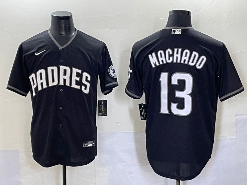Men's San Diego Padres Manny Machado Black Lights Out Replica Jersey