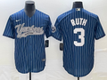 Men's New York Yankees Babe Ruth Blue Player Jersey Joint Edition