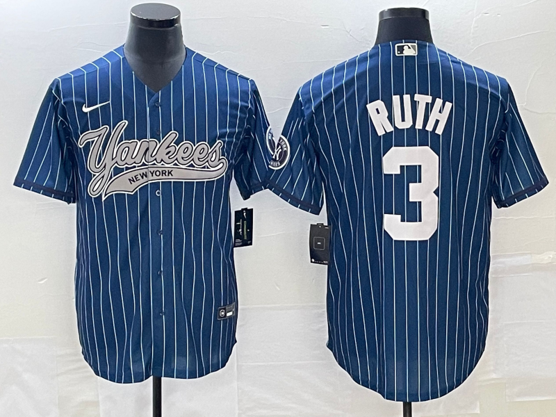 Men's New York Yankees Babe Ruth Blue Player Jersey Joint Edition