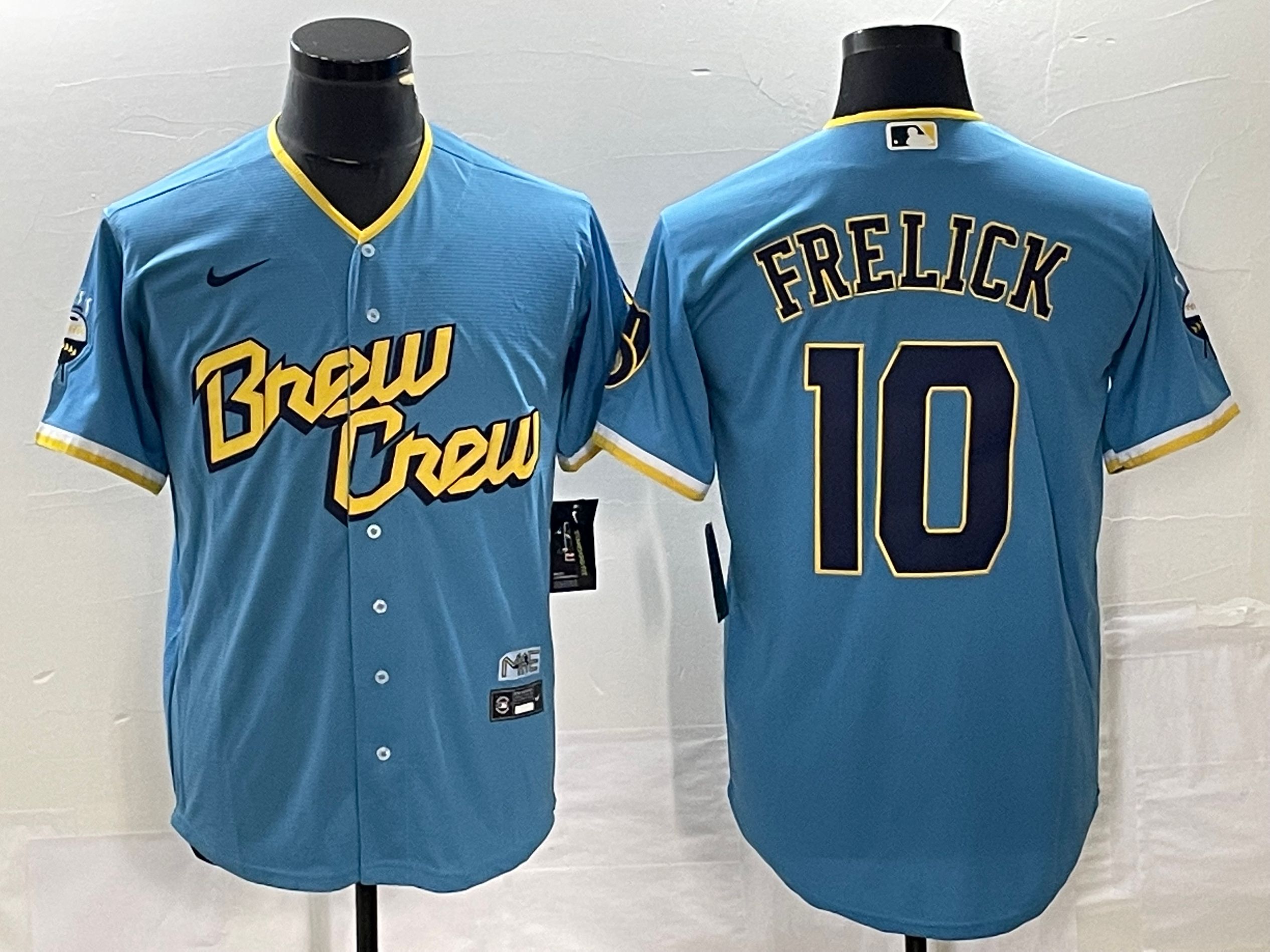 Men's Milwaukee Brewers Sal Frelick Powder Blue 2022 City Connect Replica Player Jersey