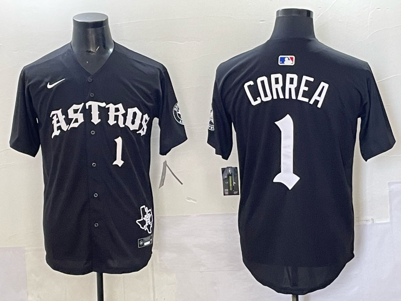 Men's Houston Astros Carlos Correa Black Replica Player Jersey