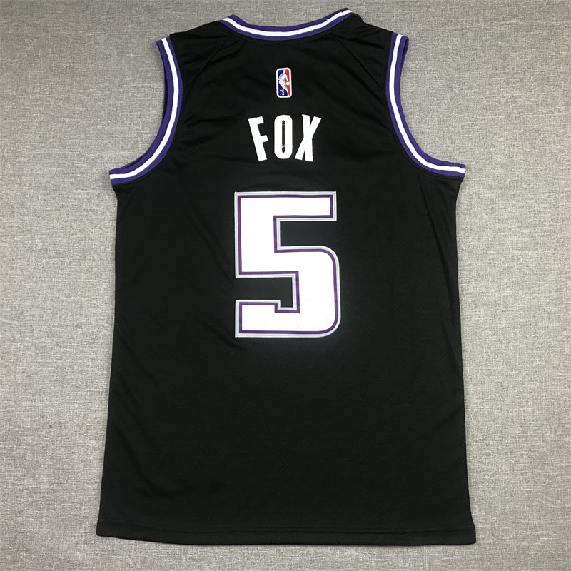 Men's Sacramento Kings De'Aaron Fox Black Fast Break Replica Jersey City Edition