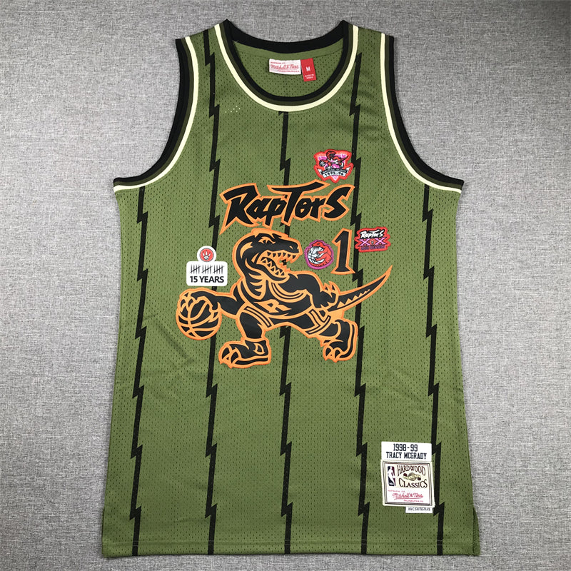 Men's Toronto Raptors Tracy McGrady Army Green 1998-99 Hardwood Classics Swingman Jersey
