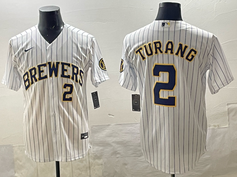 Men's Milwaukee Brewers Brice Turang White Limited Player Jersey