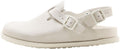 Birkenstock 1774 III Tokio 1025950 Suede Leather Bone White Covered-Toe Slippers