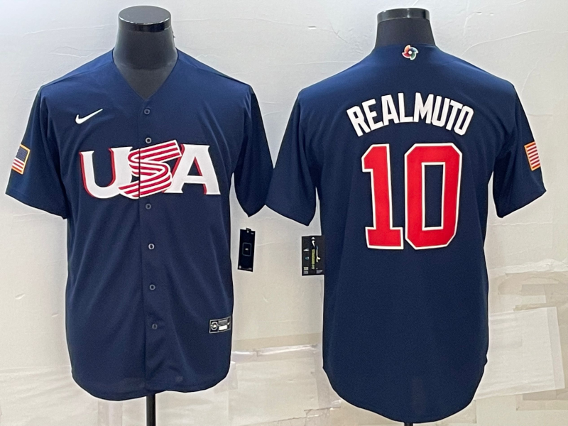 Men's 2023 World Baseball Classic J. T. Realmuto USA Navy Jersey