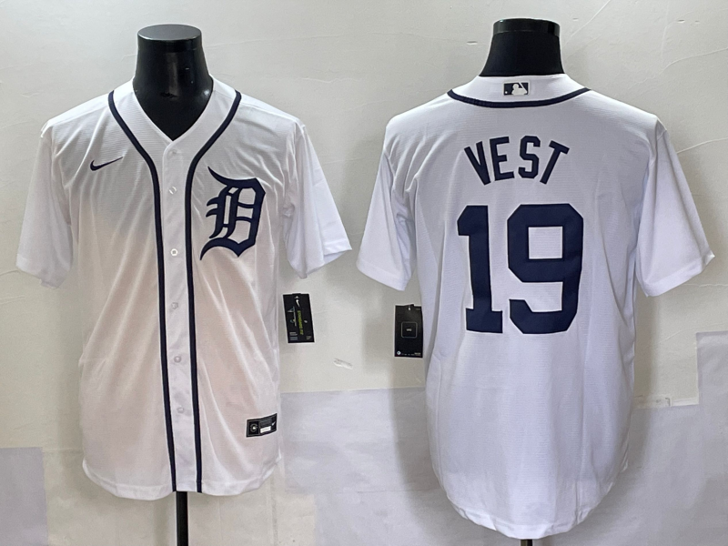 Men's Detroit Tigers Will Vest White Home Replica Player Jersey