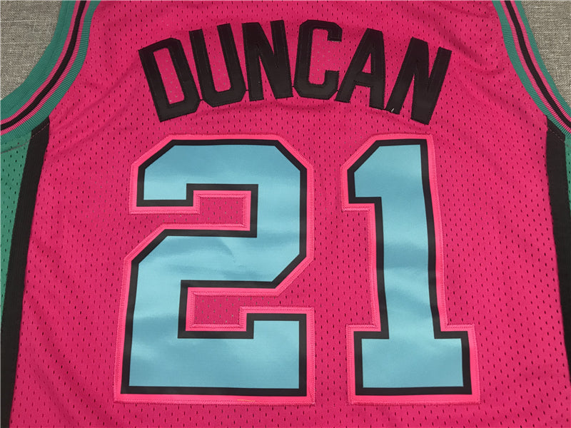 Men's San Antonio Spurs Tim Duncan Pink 1998/99 Classics Swingman Player Jersey
