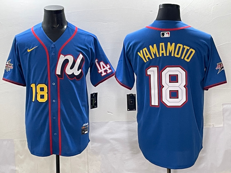 Men's National League Yoshinobu Yamamoto Blue 2025 All-Star Edition Limited Player Jersey