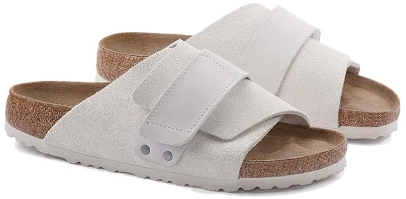 Birkenstock Kyoto 1024526 Nubuck Suede Leather Narrow Fit Antique White Sandals